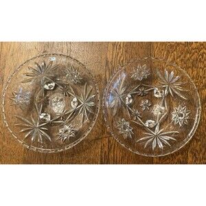 Vintage Pair Anchor Hocking Star of David Bowl, 3 Footed Prescut Scalloped Edge